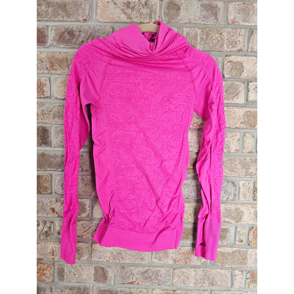 Mondetta Pink Textured Turtle Neck Long Sleeve Athletic Top‎ Thumbholes Size S